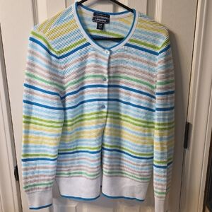 Lands' End Women's Multicolor Striped Cardigan